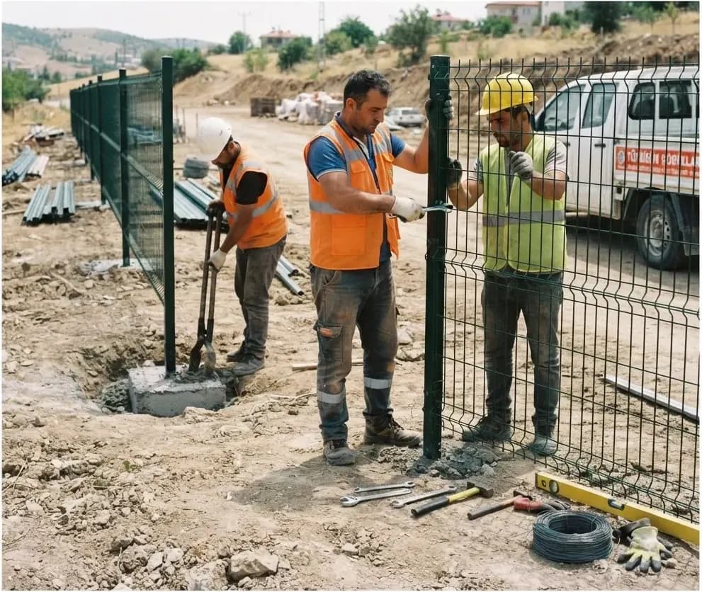Saha montaj ekibi çalışırken